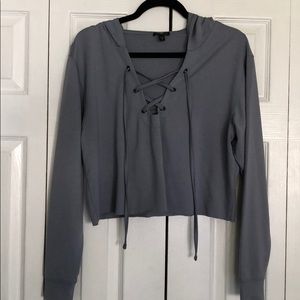 Lace up cropped hoodie